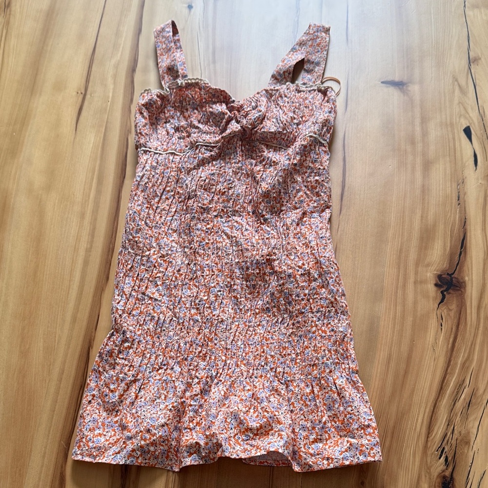 Floral Smocked Sundress in Orange Pink